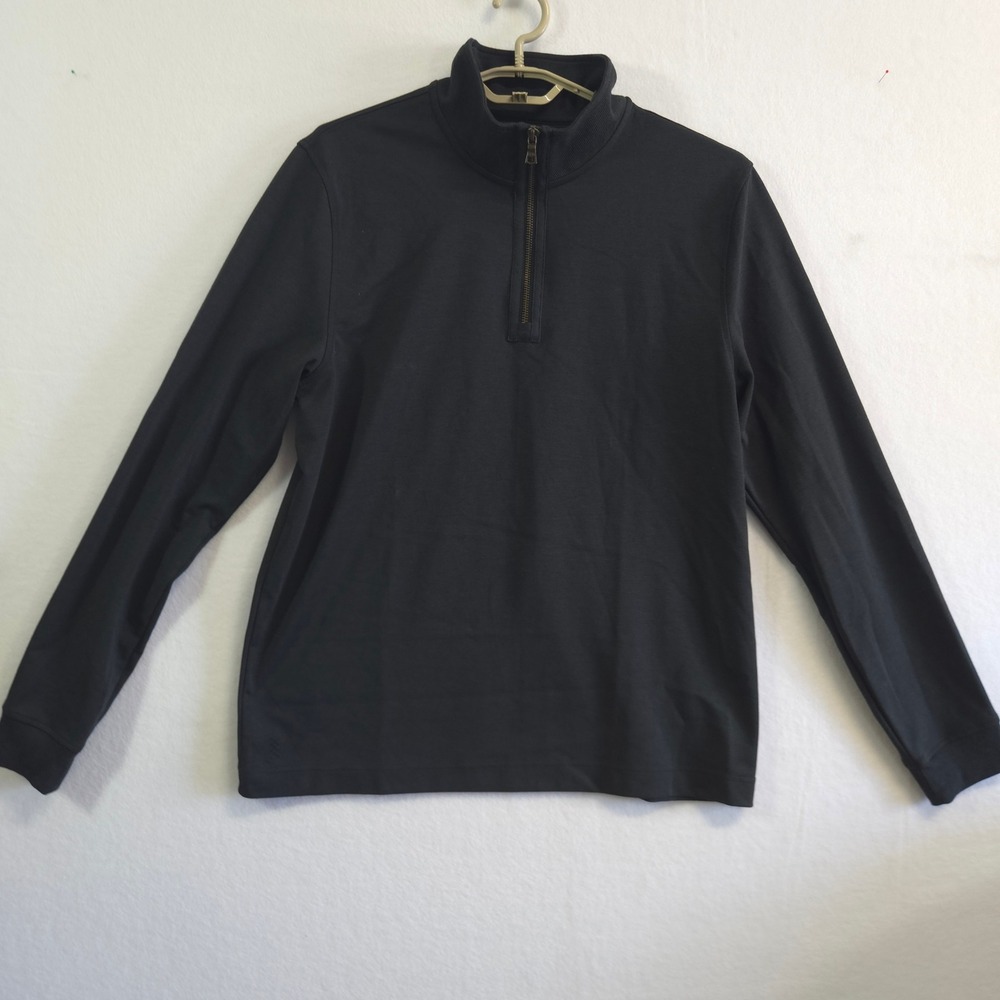 Rhone Quarter Zip Pullover Mens Large Black Pima Cotton Silk Cashmere Blend